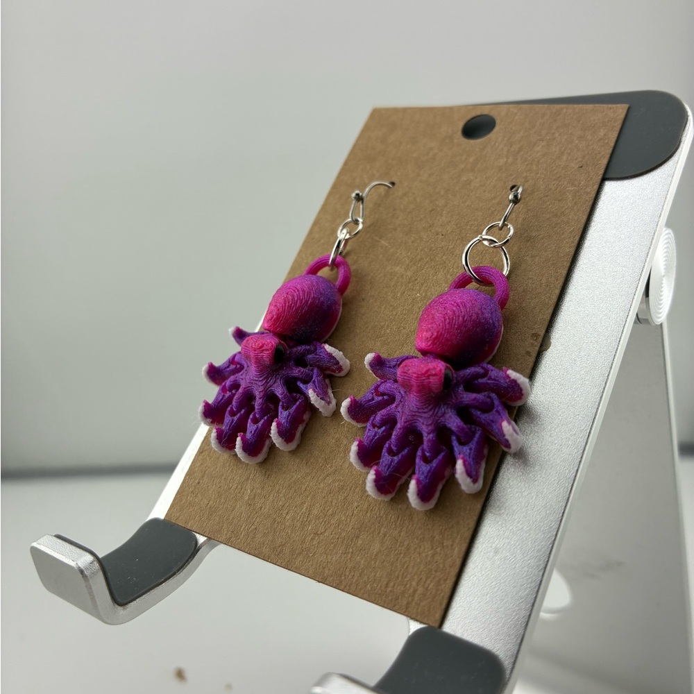 Purple and Pink Octopus Earrings